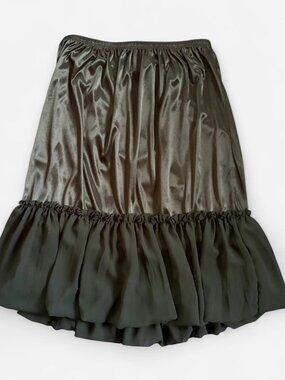 Melody black slip skirt with a bubble hem